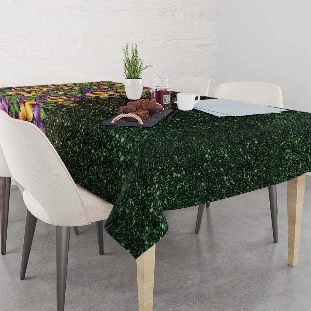 Hawaii Mardi Gras Tablecloth Tropical Flowers Glitter Style LT05 - Polynesian Pride