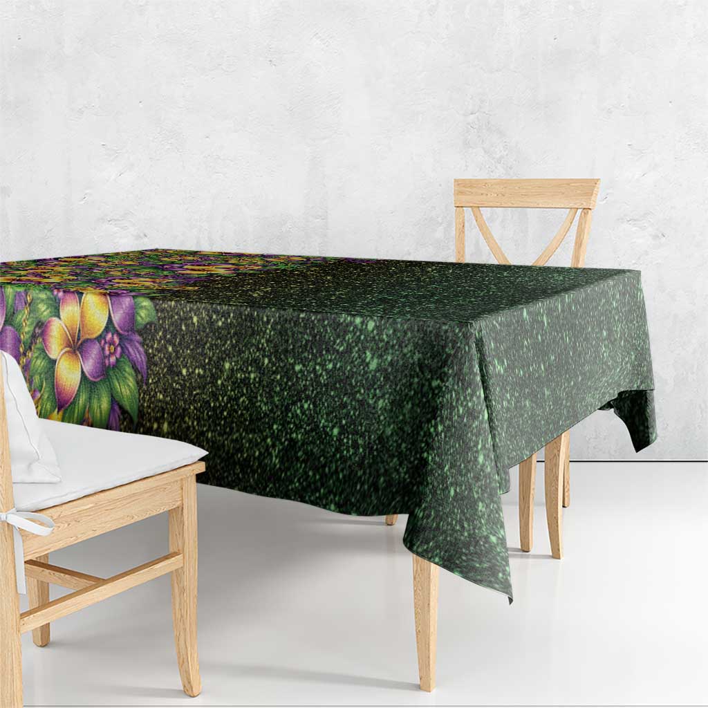 Hawaii Mardi Gras Tablecloth Tropical Flowers Glitter Style LT05 - Polynesian Pride