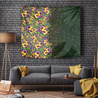 Hawaii Mardi Gras Tapestry Tropical Flowers Glitter Style LT05 Black - Polynesian Pride