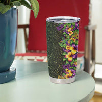 Hawaii Mardi Gras Tumbler Cup Tropical Flowers Glitter Style LT05 - Polynesian Pride