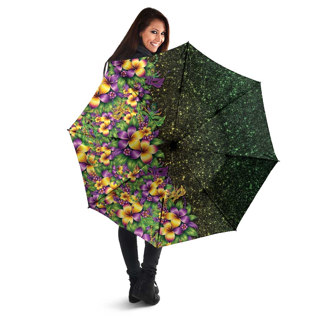 Hawaii Mardi Gras Umbrella Tropical Flowers Glitter Style LT05 - Polynesian Pride