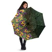 Hawaii Mardi Gras Umbrella Tropical Flowers Glitter Style LT05 - Polynesian Pride