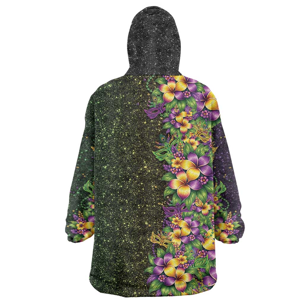 Hawaii Mardi Gras Wearable Blanket Hoodie Tropical Flowers Glitter Style LT05 - Polynesian Pride