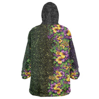Hawaii Mardi Gras Wearable Blanket Hoodie Tropical Flowers Glitter Style LT05 - Polynesian Pride