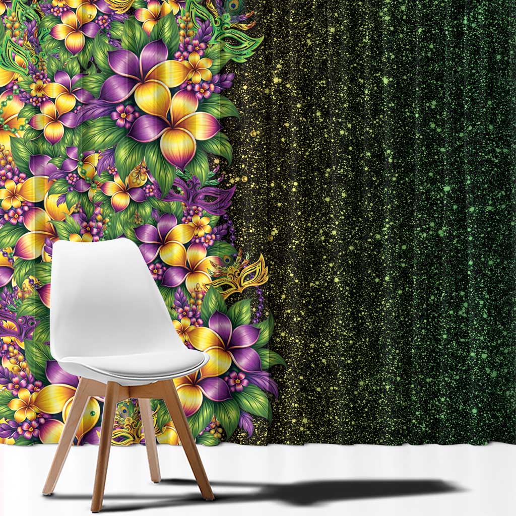Hawaii Mardi Gras Window Curtain Tropical Flowers Glitter Style LT05 - Polynesian Pride