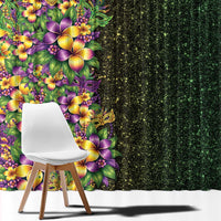Hawaii Mardi Gras Window Curtain Tropical Flowers Glitter Style LT05 - Polynesian Pride