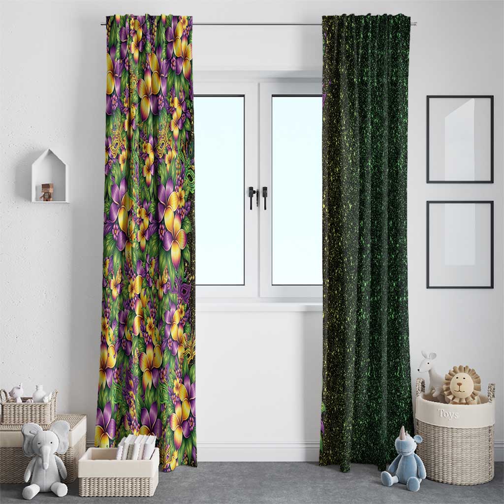 Hawaii Mardi Gras Window Curtain Tropical Flowers Glitter Style LT05 - Polynesian Pride