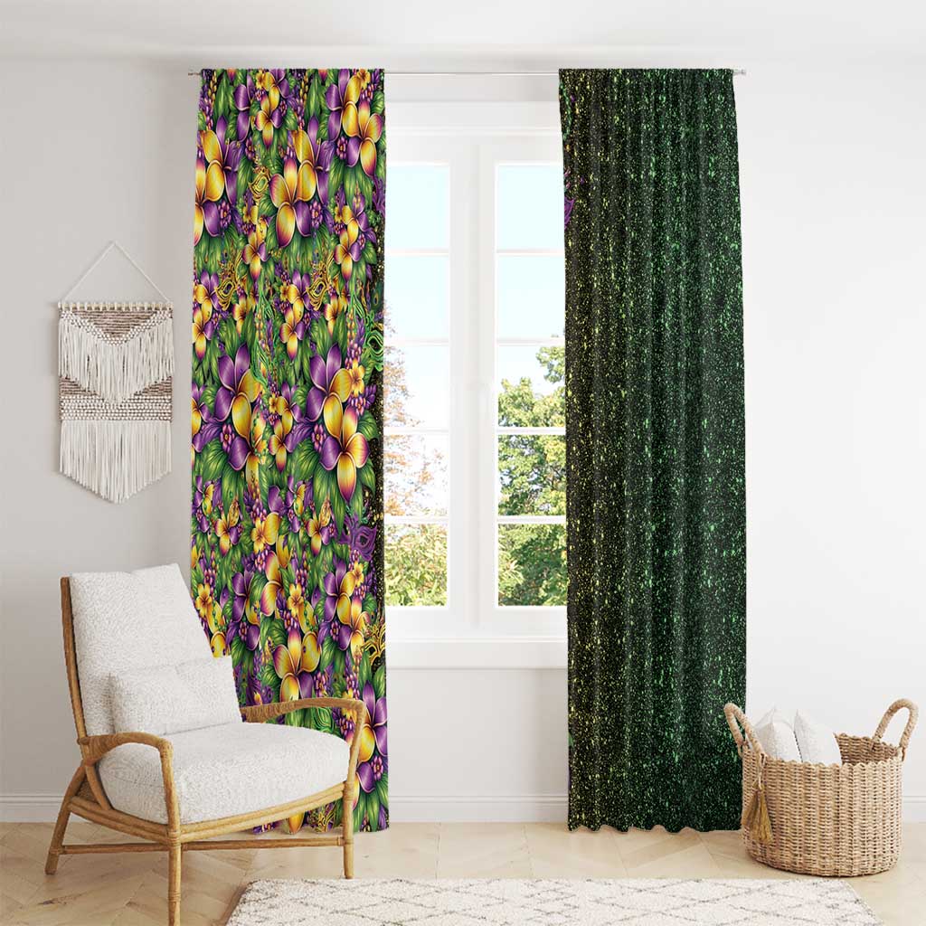 Hawaii Mardi Gras Window Curtain Tropical Flowers Glitter Style LT05 - Polynesian Pride