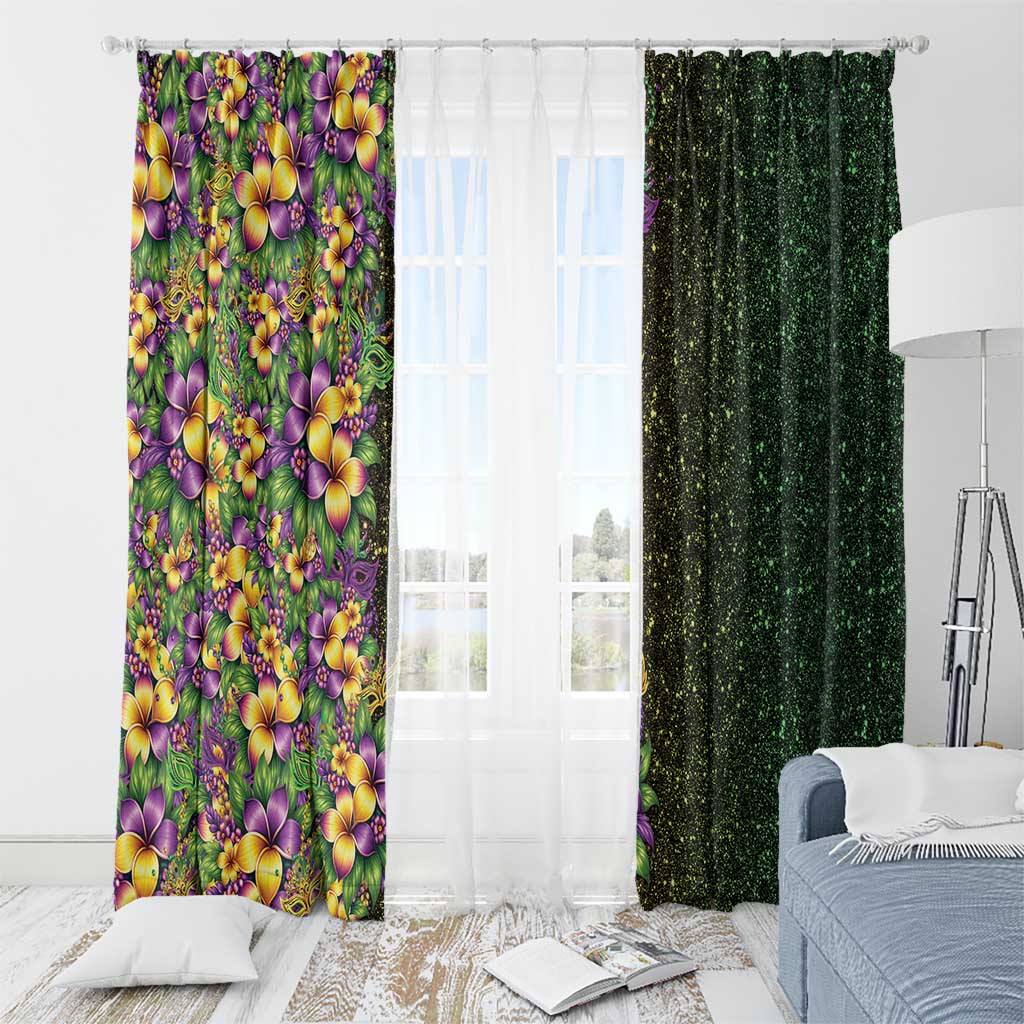 Hawaii Mardi Gras Window Curtain Tropical Flowers Glitter Style LT05 - Polynesian Pride