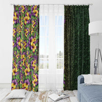 Hawaii Mardi Gras Window Curtain Tropical Flowers Glitter Style LT05 - Polynesian Pride