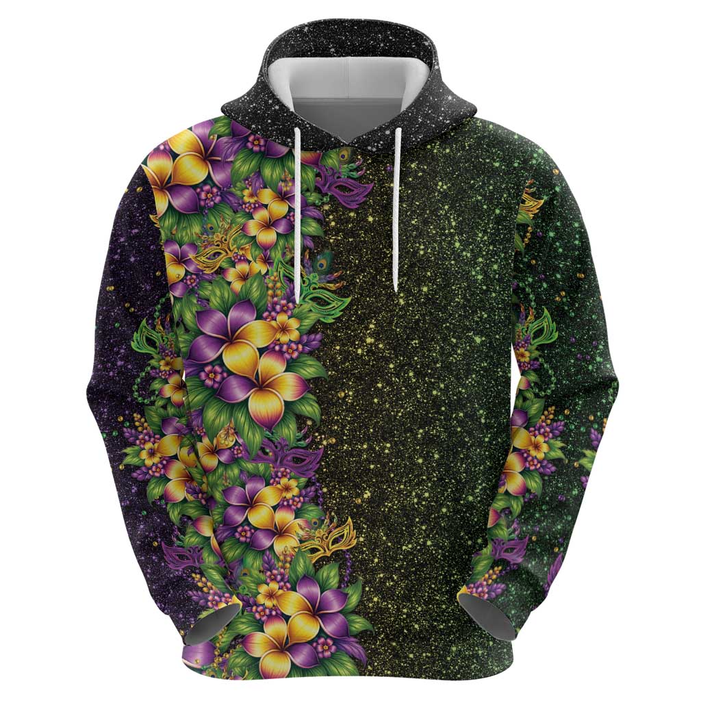 Hawaii Mardi Gras Zip Hoodie Tropical Flowers Glitter Style LT05 - Polynesian Pride