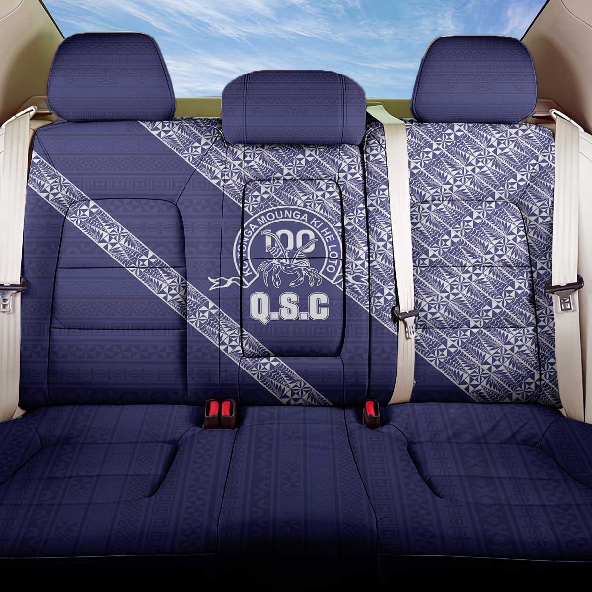 Tonga Queen Salote College Back Car Seat Cover 100 Years Anniversary Navy Color LT05 One Size Navy - Polynesian Pride