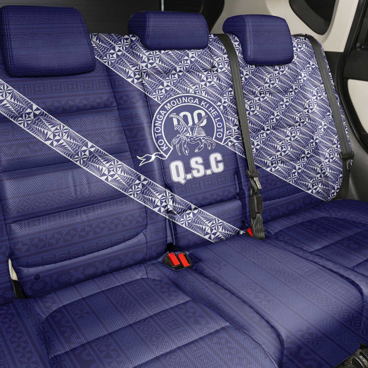 Tonga Queen Salote College Back Car Seat Cover 100 Years Anniversary Navy Color LT05 - Polynesian Pride