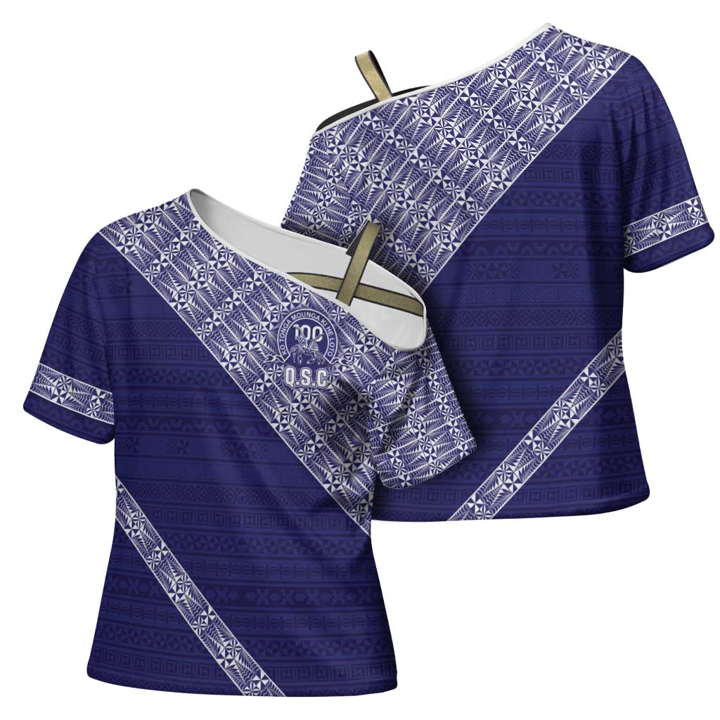 Tonga Queen Salote College Cross Shoulder Shirt 100 Years Anniversary Navy Color LT05 - Polynesian Pride