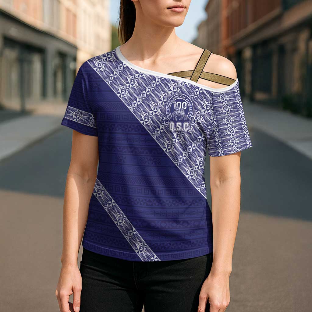 Tonga Queen Salote College Cross Shoulder Shirt 100 Years Anniversary Navy Color LT05 - Polynesian Pride