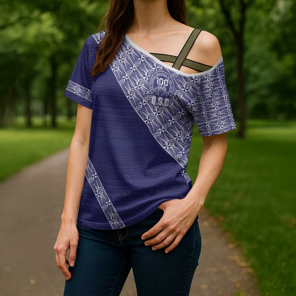 Tonga Queen Salote College Cross Shoulder Shirt 100 Years Anniversary Navy Color LT05 - Polynesian Pride
