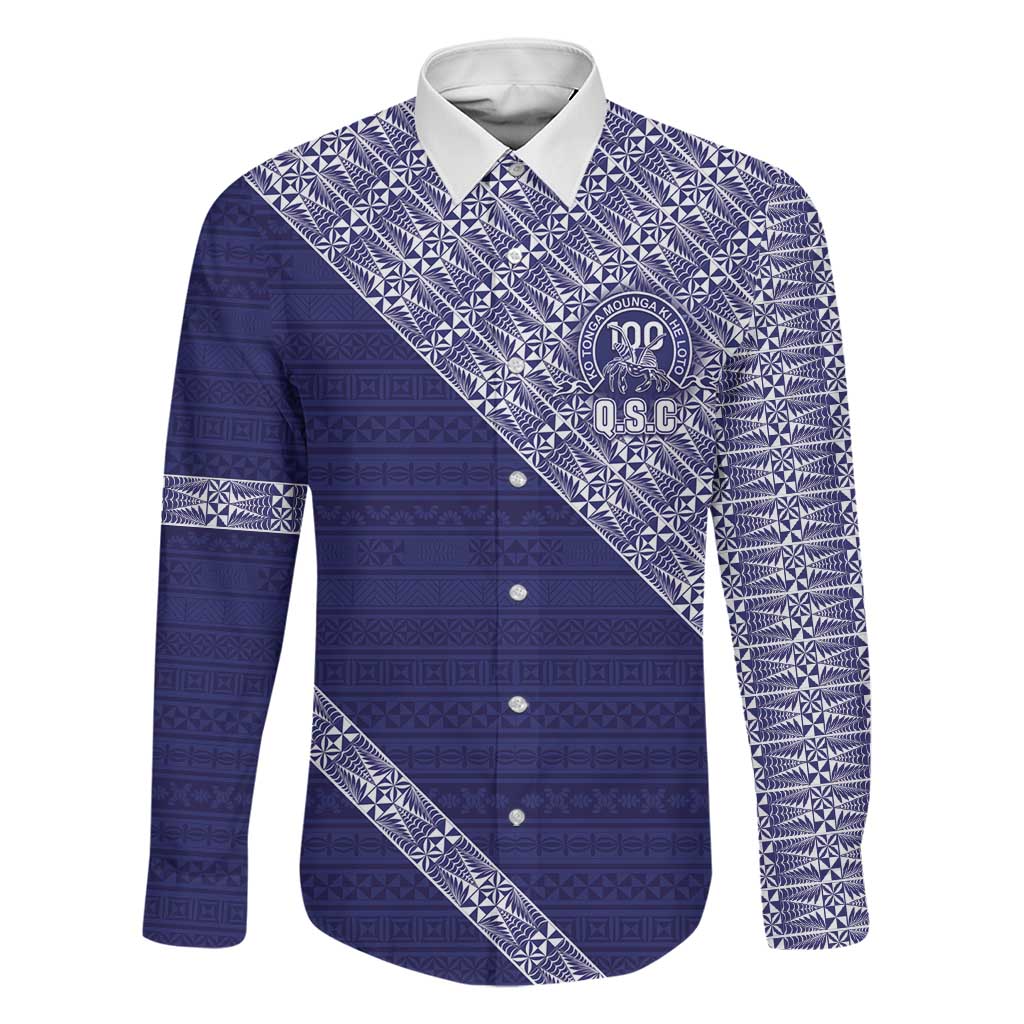Tonga Queen Salote College Family Matching Puletasi and Hawaiian Shirt 100 Years Anniversary Navy Color