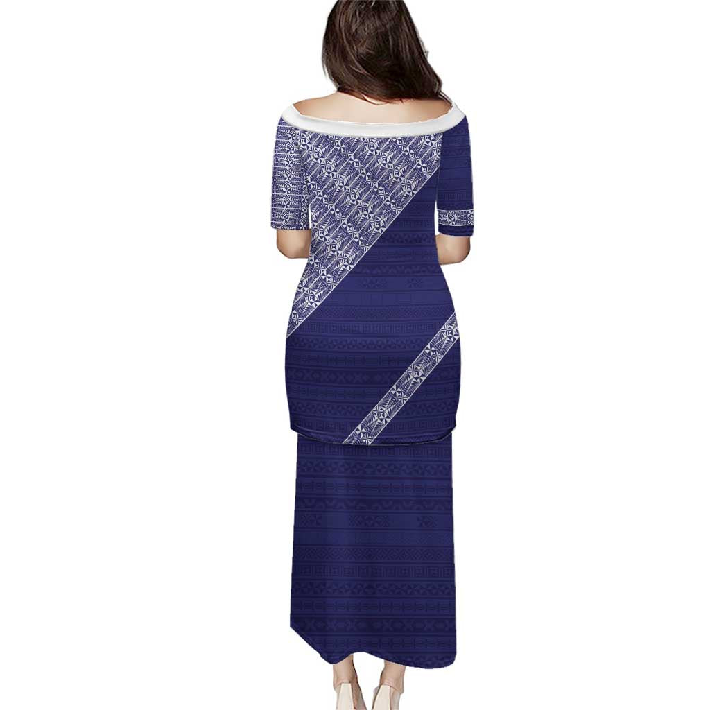 Tonga Queen Salote College Family Matching Puletasi and Hawaiian Shirt 100 Years Anniversary Navy Color