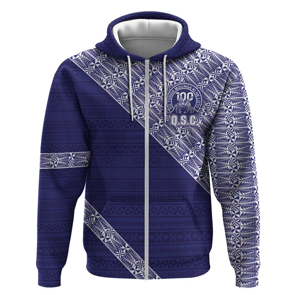 Tonga Queen Salote College Hoodie 100 Years Anniversary Navy Color LT05 Zip Hoodie Navy - Polynesian Pride