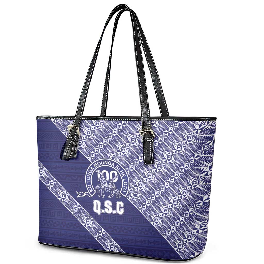 Tonga Queen Salote College Leather Tote Bag 100 Years Anniversary Navy Color LT05 - Polynesian Pride