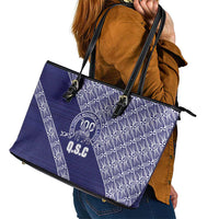 Tonga Queen Salote College Leather Tote Bag 100 Years Anniversary Navy Color LT05 - Polynesian Pride