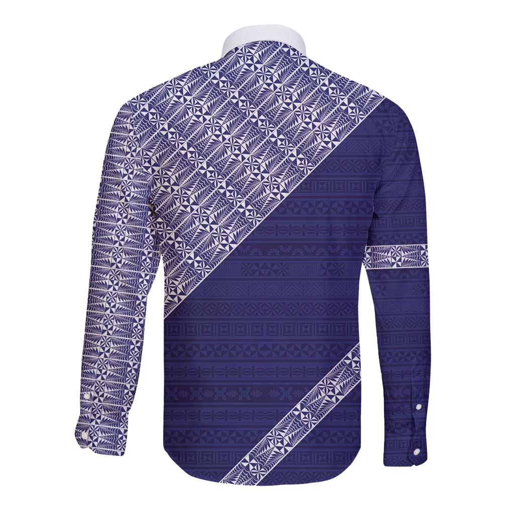 Tonga Queen Salote College Long Sleeve Button Shirt 100 Years Anniversary Navy Color LT05 - Polynesian Pride
