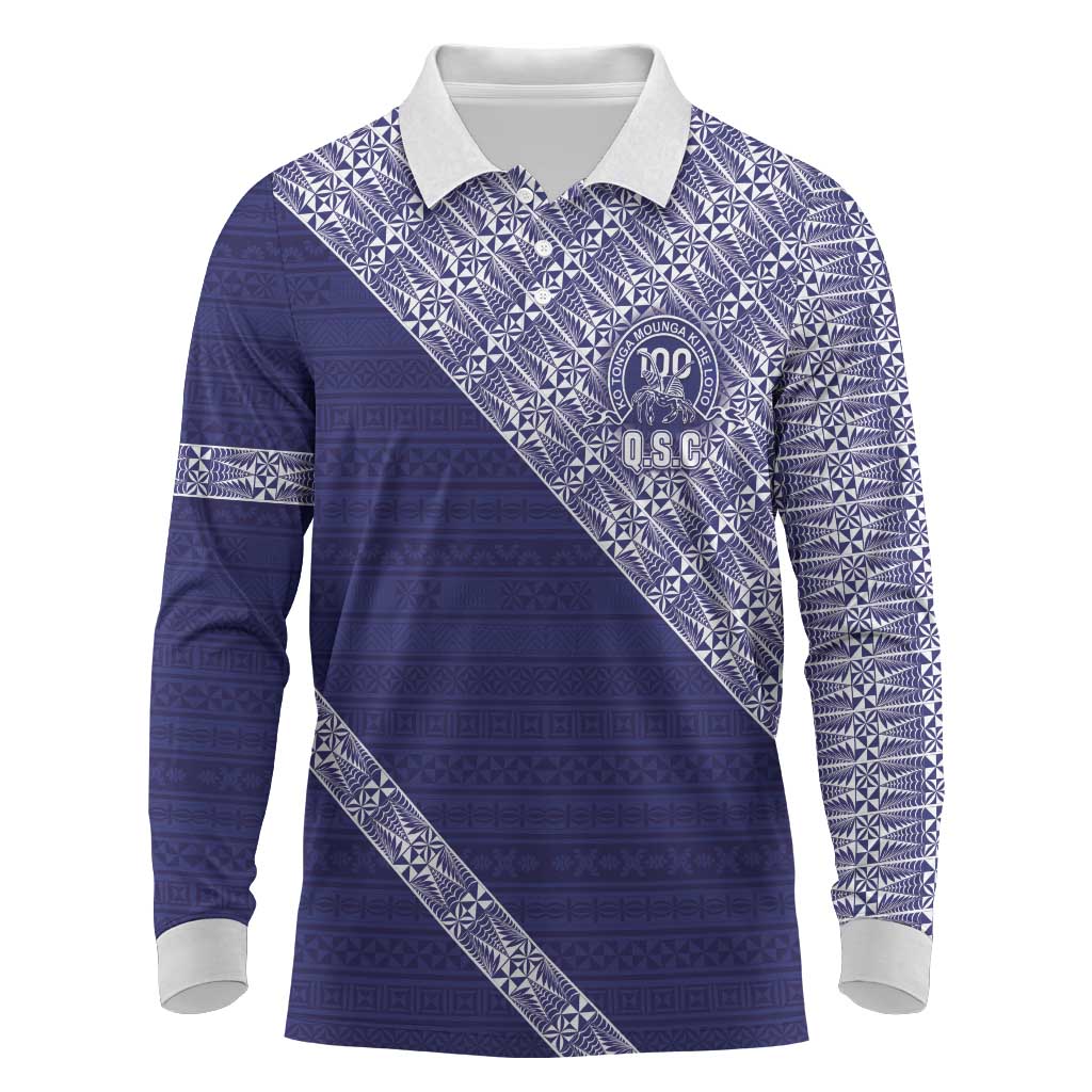Tonga Queen Salote College Long Sleeve Polo Shirt 100 Years Anniversary Navy Color LT05 Navy - Polynesian Pride