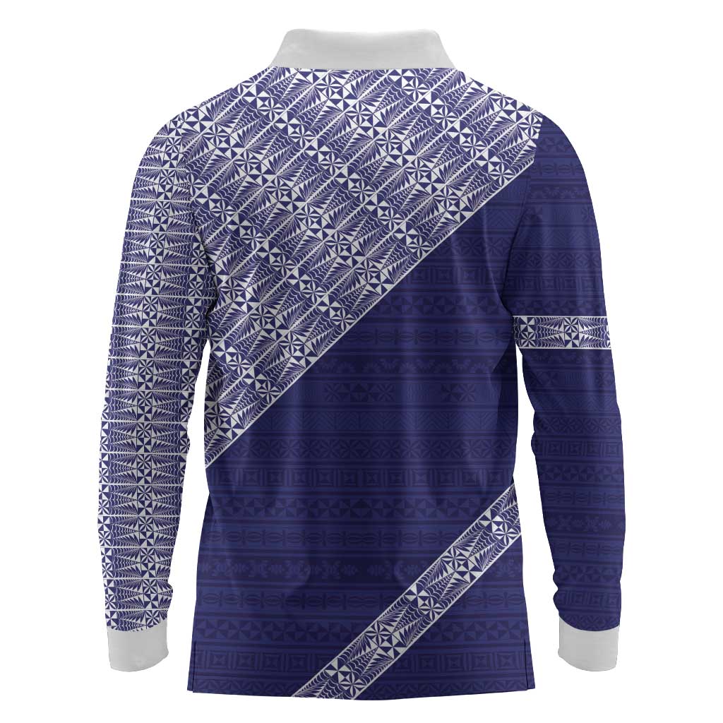 Tonga Queen Salote College Long Sleeve Polo Shirt 100 Years Anniversary Navy Color LT05 - Polynesian Pride