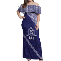 Tonga Queen Salote College Off Shoulder Maxi Dress 100 Years Anniversary Navy Color LT05 Women Navy - Polynesian Pride