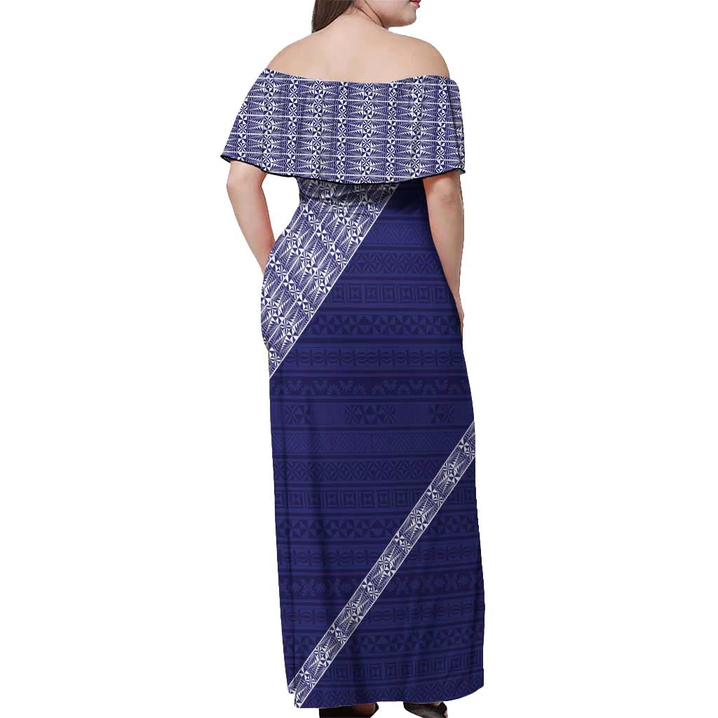 Tonga Queen Salote College Off Shoulder Maxi Dress 100 Years Anniversary Navy Color LT05 - Polynesian Pride