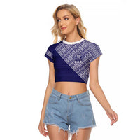 Tonga Queen Salote College Raglan Cropped T Shirt 100 Years Anniversary Navy Color LT05 Female Navy - Polynesian Pride