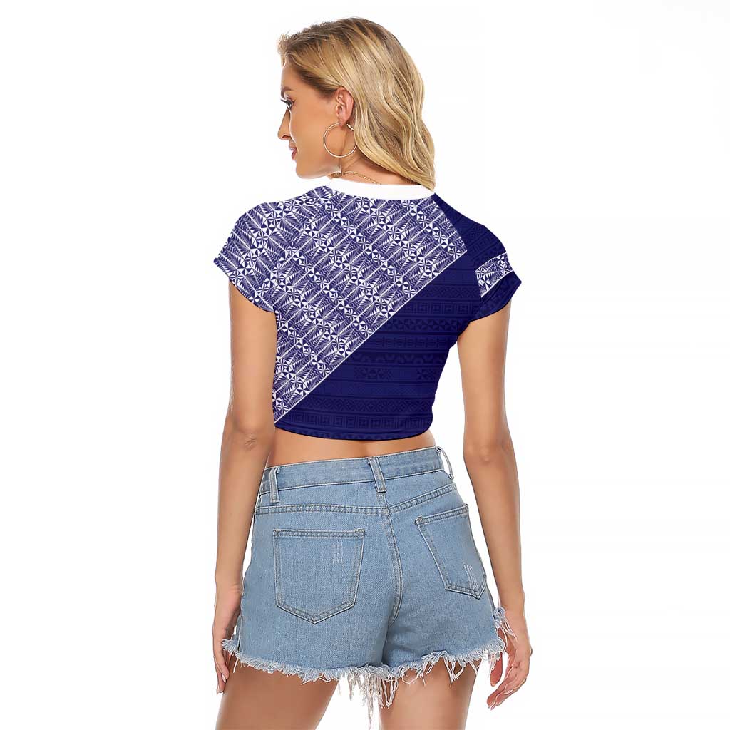 Tonga Queen Salote College Raglan Cropped T Shirt 100 Years Anniversary Navy Color LT05 - Polynesian Pride