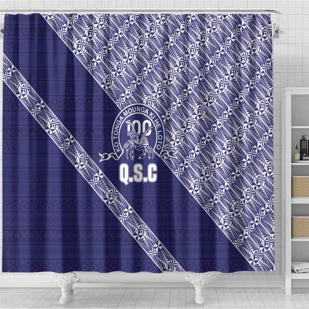Tonga Queen Salote College Shower Curtain 100 Years Anniversary Navy Color