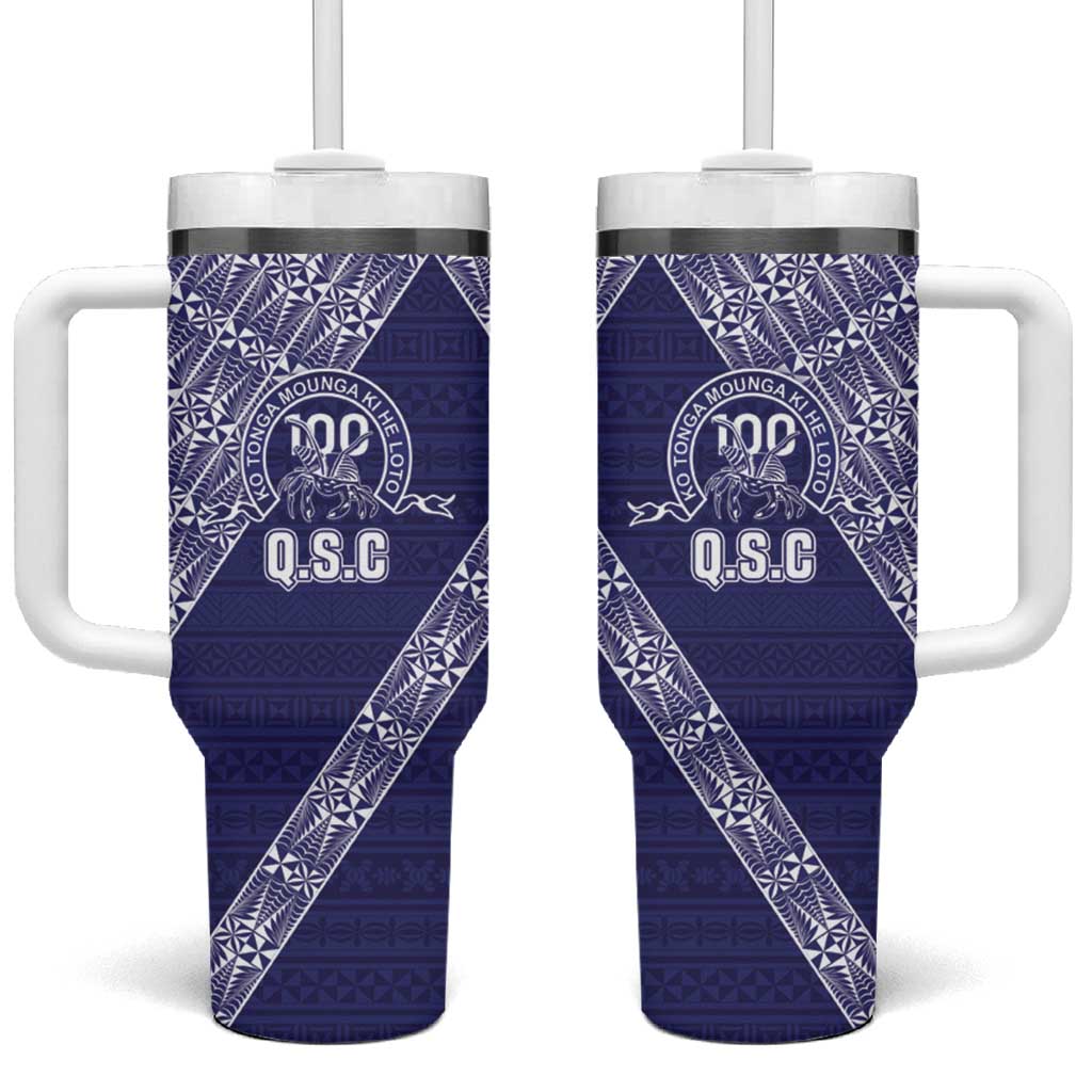 Tonga Queen Salote College Tumbler With Handle 100 Years Anniversary Navy Color LT05 One Size: 40 oz Navy - Polynesian Pride