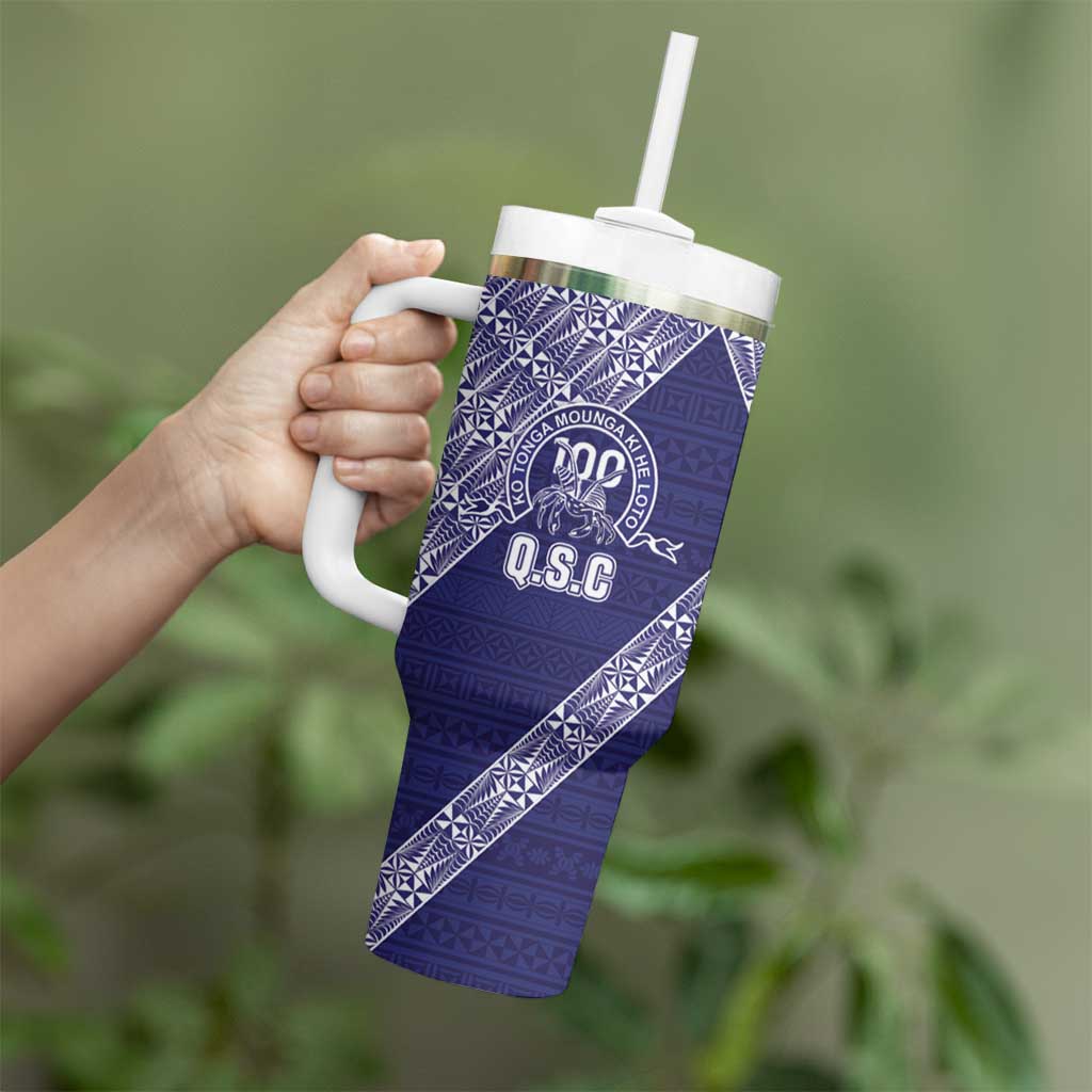 Tonga Queen Salote College Tumbler With Handle 100 Years Anniversary Navy Color LT05 - Polynesian Pride