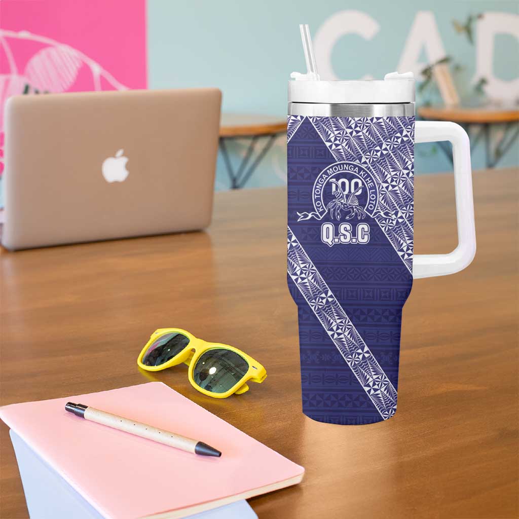 Tonga Queen Salote College Tumbler With Handle 100 Years Anniversary Navy Color LT05 - Polynesian Pride