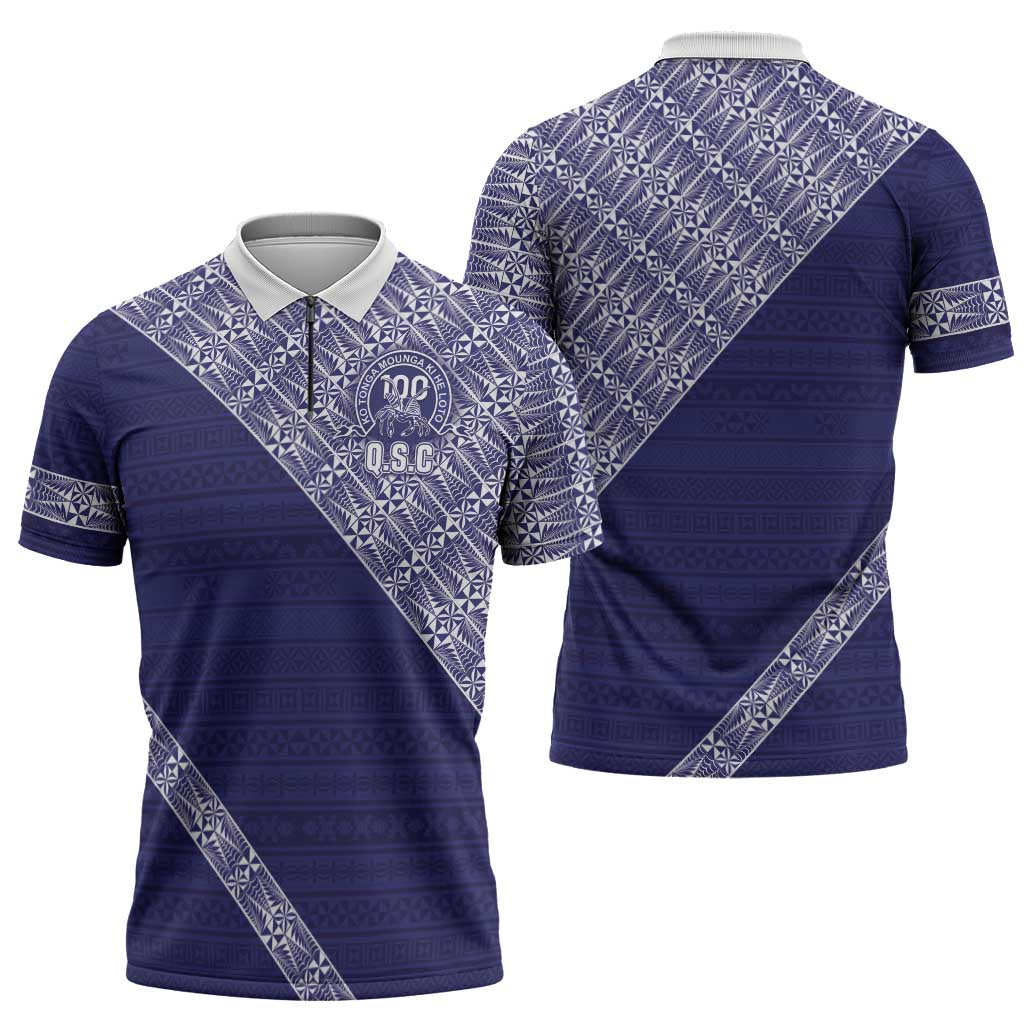 Tonga Queen Salote College Zipper Polo Shirt 100 Years Anniversary Navy Color LT05 - Polynesian Pride