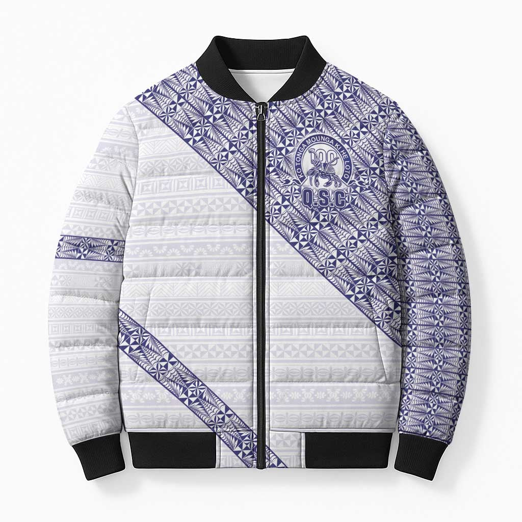 Tonga Queen Salote College Bomber Puffer Jacket 100 Years Anniversary White Color LT05 Unisex White - Polynesian Pride