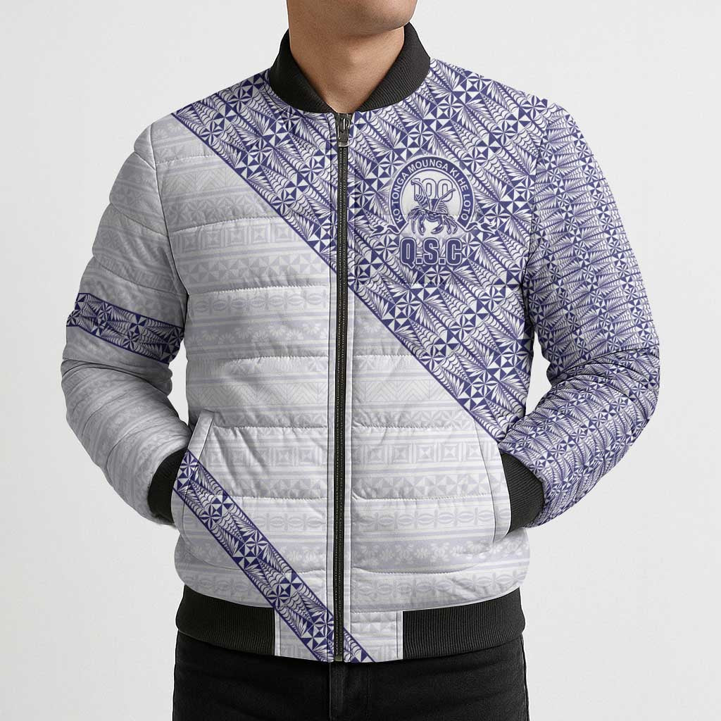 Tonga Queen Salote College Bomber Puffer Jacket 100 Years Anniversary White Color LT05 - Polynesian Pride