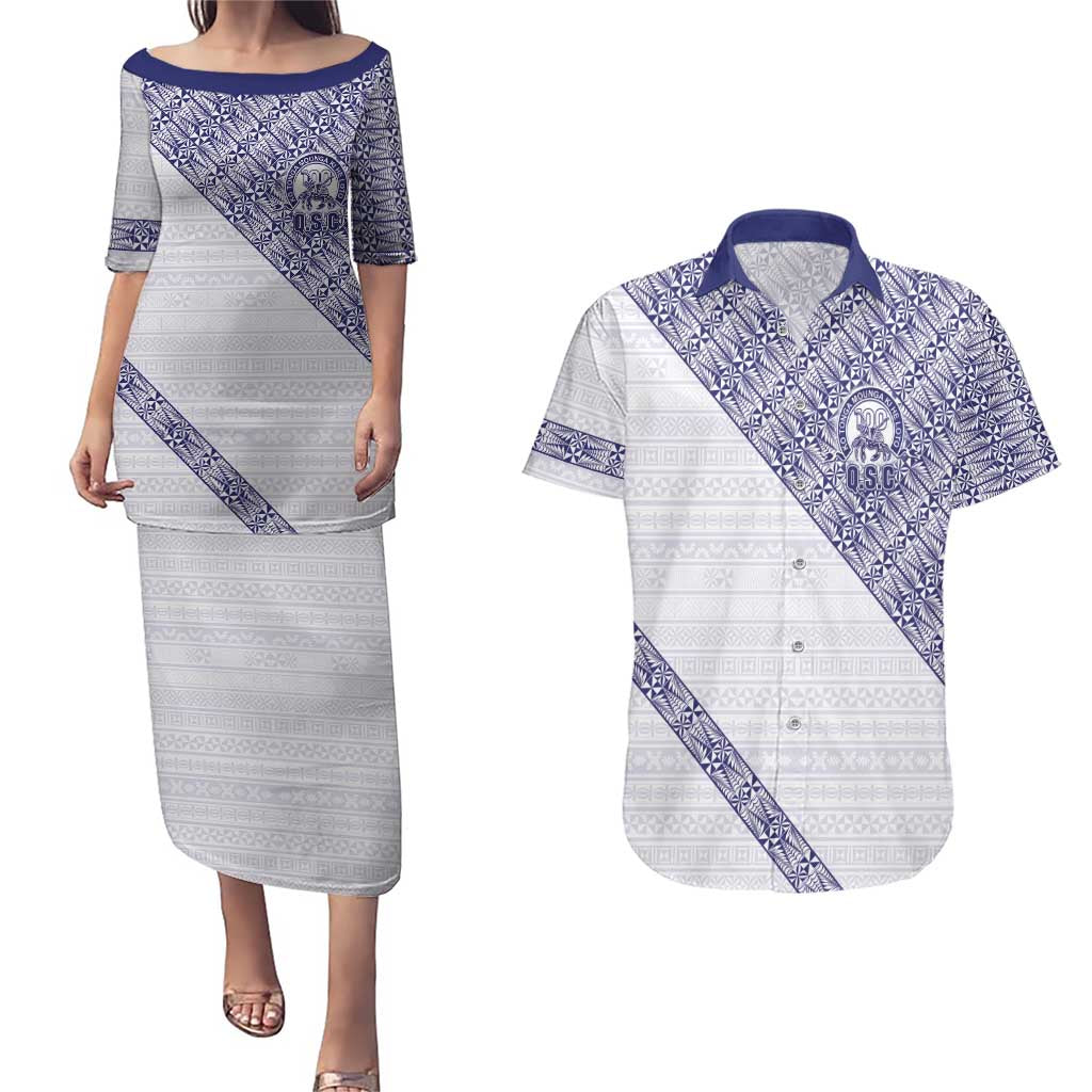 Tonga Queen Salote College Couples Matching Puletasi and Hawaiian Shirt 100 Years Anniversary White Color LT05 White - Polynesian Pride