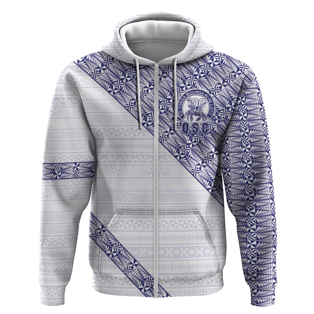 Tonga Queen Salote College Hoodie 100 Years Anniversary White Color LT05 Zip Hoodie White - Polynesian Pride