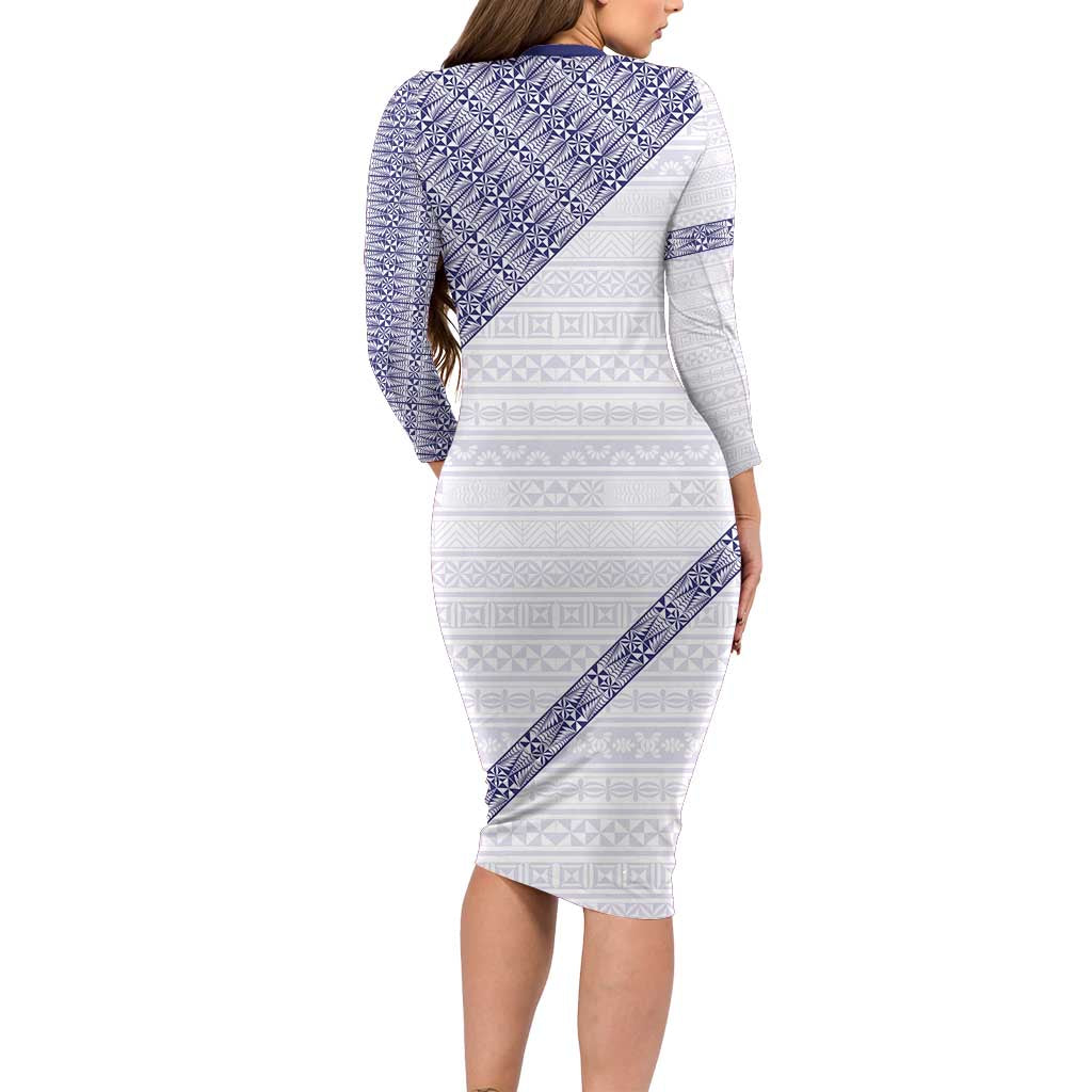 Tonga Queen Salote College Long Sleeve Bodycon Dress 100 Years Anniversary White Color LT05 - Polynesian Pride