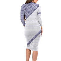 Tonga Queen Salote College Long Sleeve Bodycon Dress 100 Years Anniversary White Color LT05 - Polynesian Pride