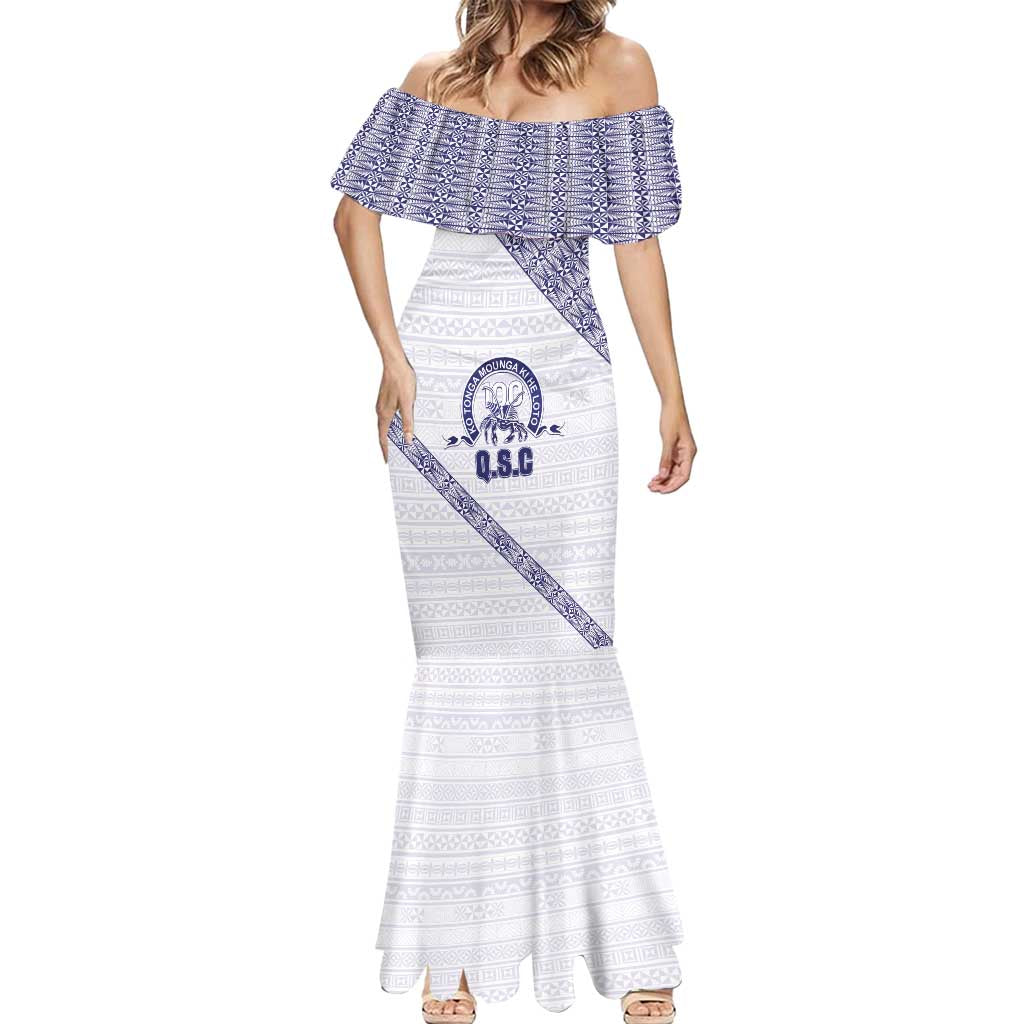 Tonga Queen Salote College Mermaid Dress 100 Years Anniversary White Color LT05 - Polynesian Pride