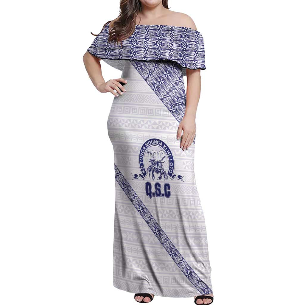 Tonga Queen Salote College Off Shoulder Maxi Dress 100 Years Anniversary White Color LT05 Women White - Polynesian Pride