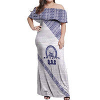 Tonga Queen Salote College Off Shoulder Maxi Dress 100 Years Anniversary White Color LT05 Women White - Polynesian Pride