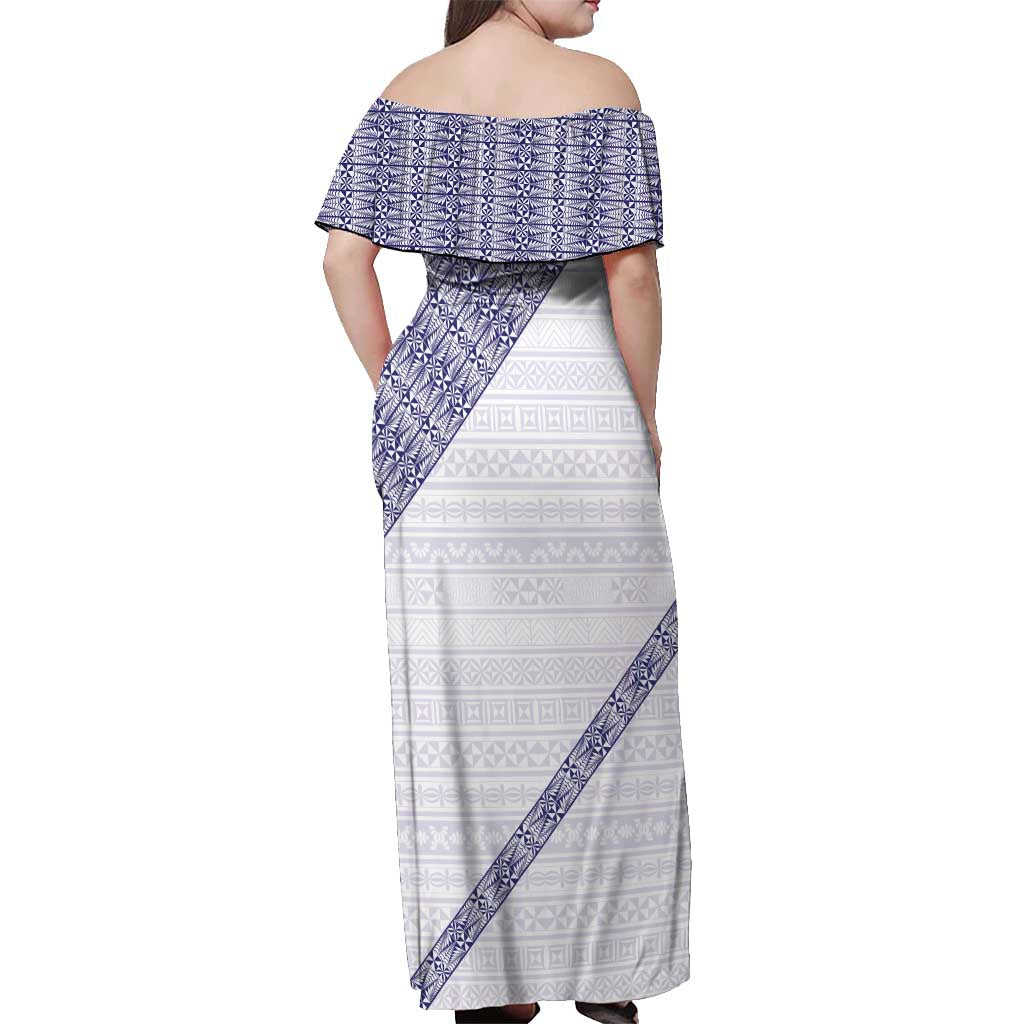 Tonga Queen Salote College Off Shoulder Maxi Dress 100 Years Anniversary White Color LT05 - Polynesian Pride