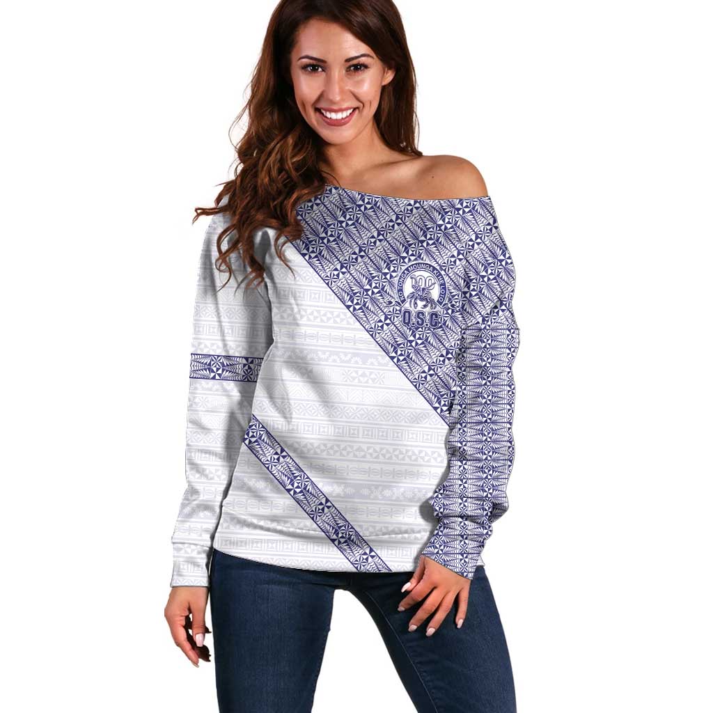 Tonga Queen Salote College Off Shoulder Sweater 100 Years Anniversary White Color
