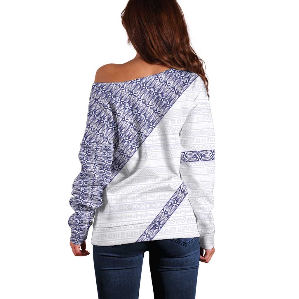 Tonga Queen Salote College Off Shoulder Sweater 100 Years Anniversary White Color