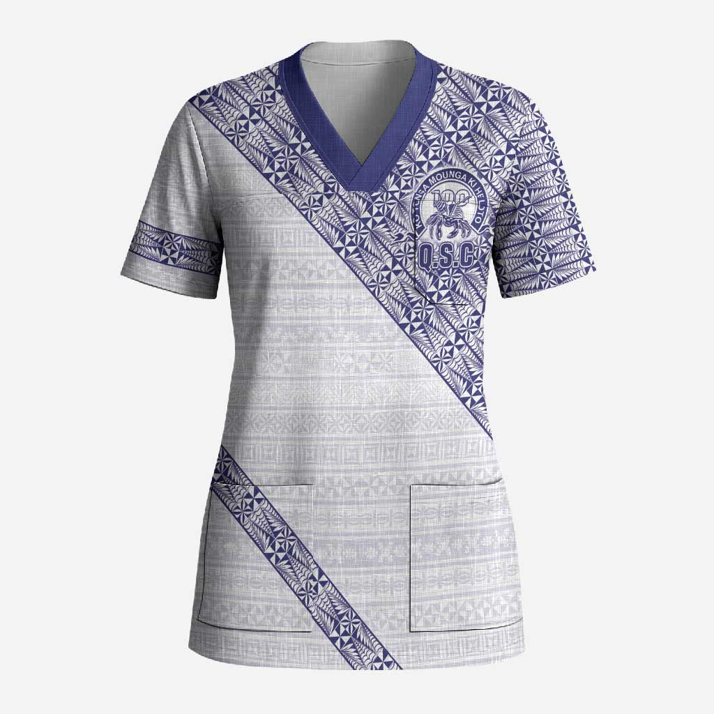 Tonga Queen Salote College Scrub Top 100 Years Anniversary White Color LT05 Adult White - Polynesian Pride